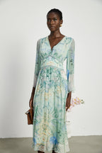 Emmelina kristal midi elbise