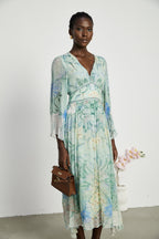 Emmelina kristal midi elbise