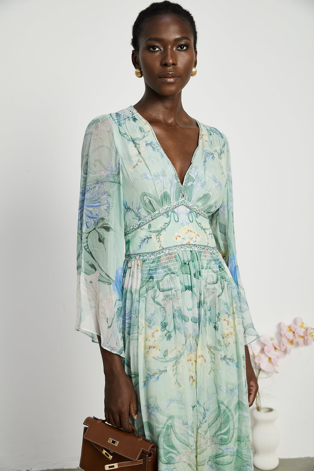 Emmelina kristal midi elbise