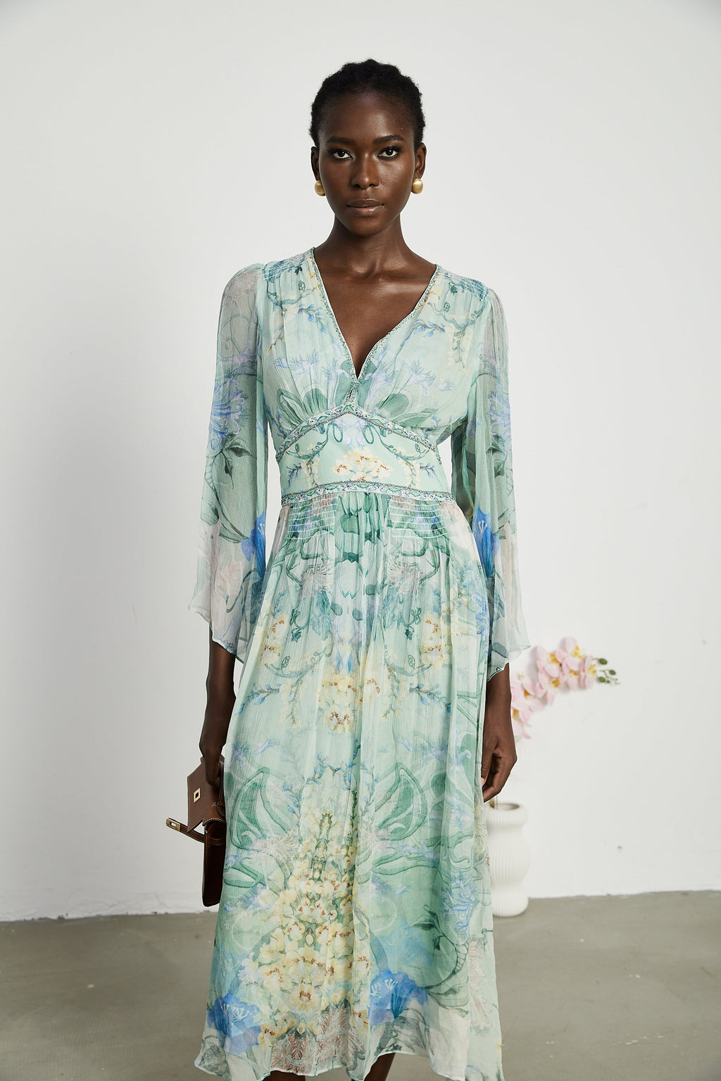 Emmelina kristal midi elbise