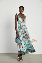 Kravat Omuz Midi Elbise