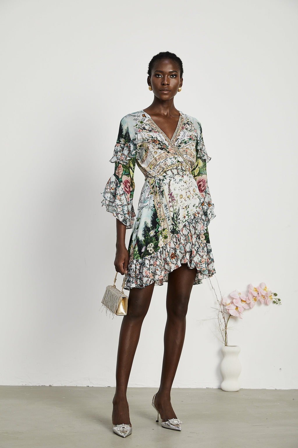 Kalena şal mini elbise