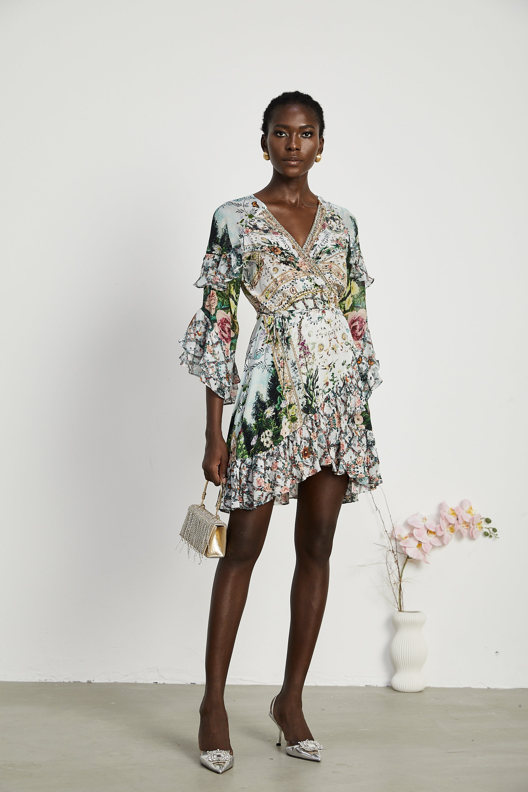 Kalena şal mini elbise