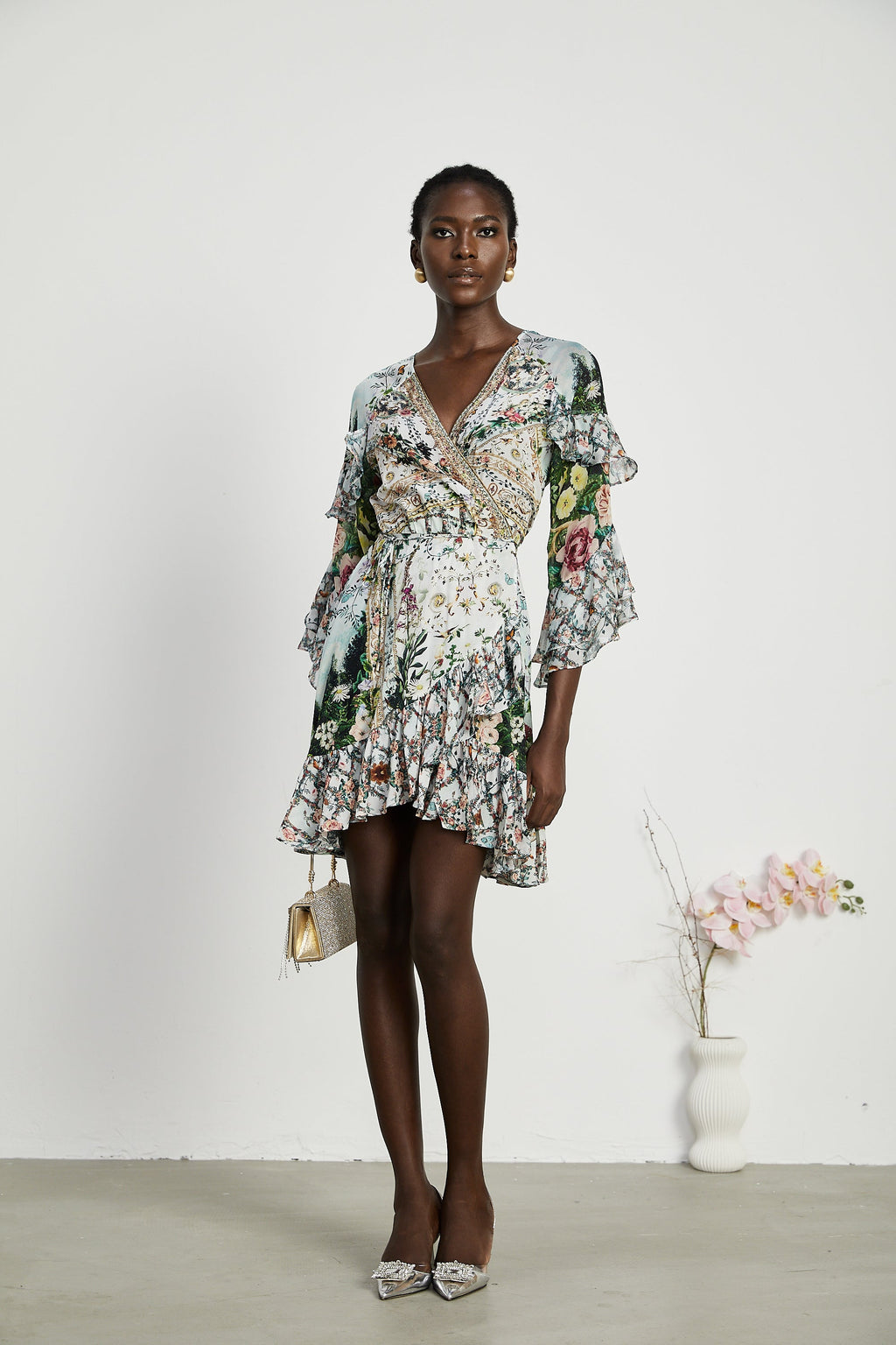 Kalena şal mini elbise