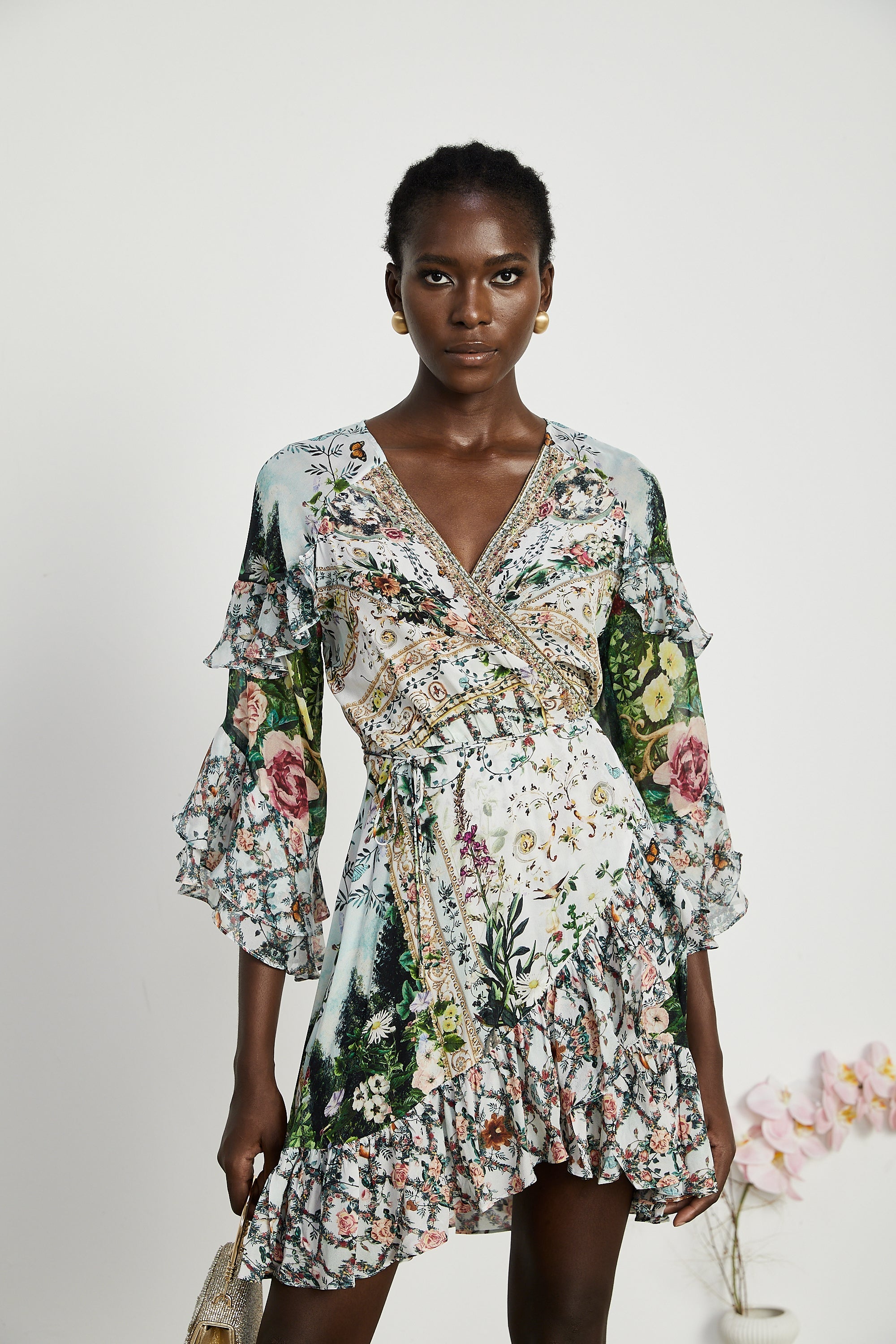 Kalena şal mini elbise