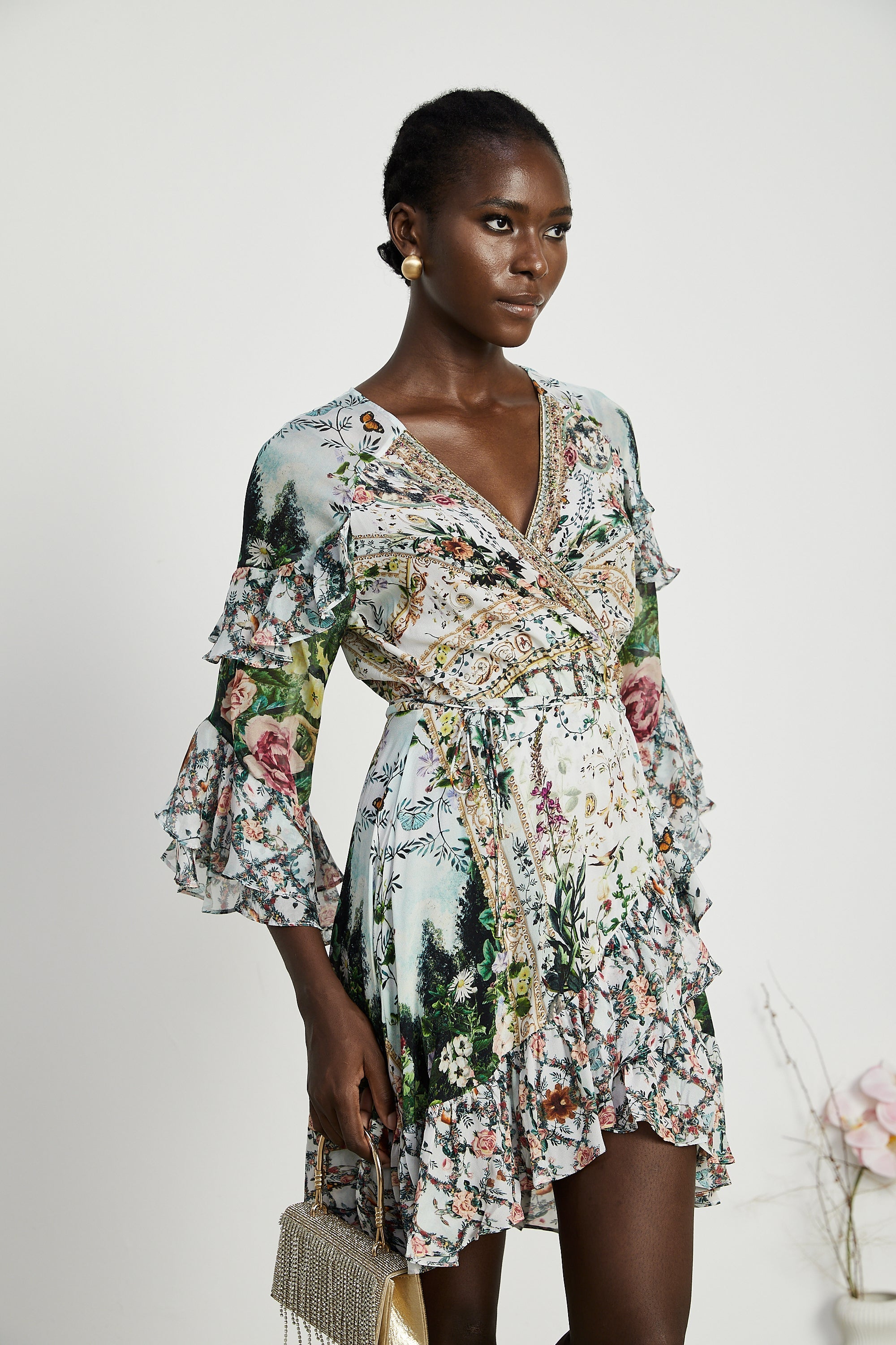 Kalena şal mini elbise