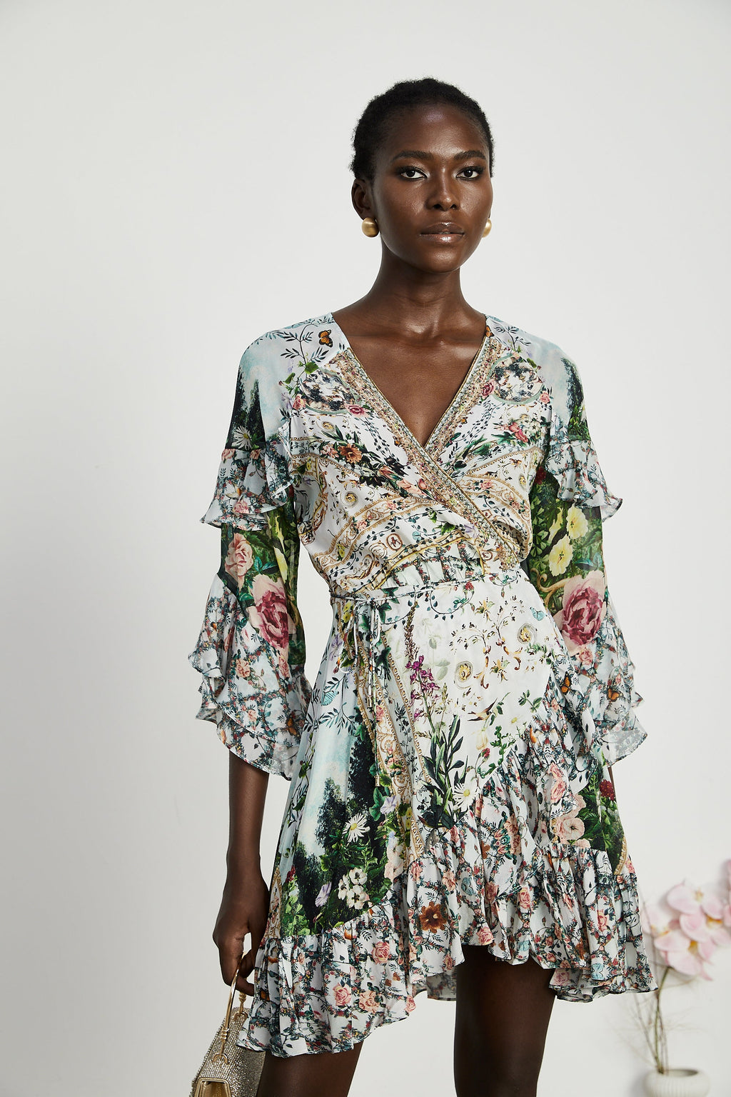 Kalena şal mini elbise