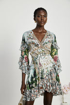 Kalena şal mini elbise