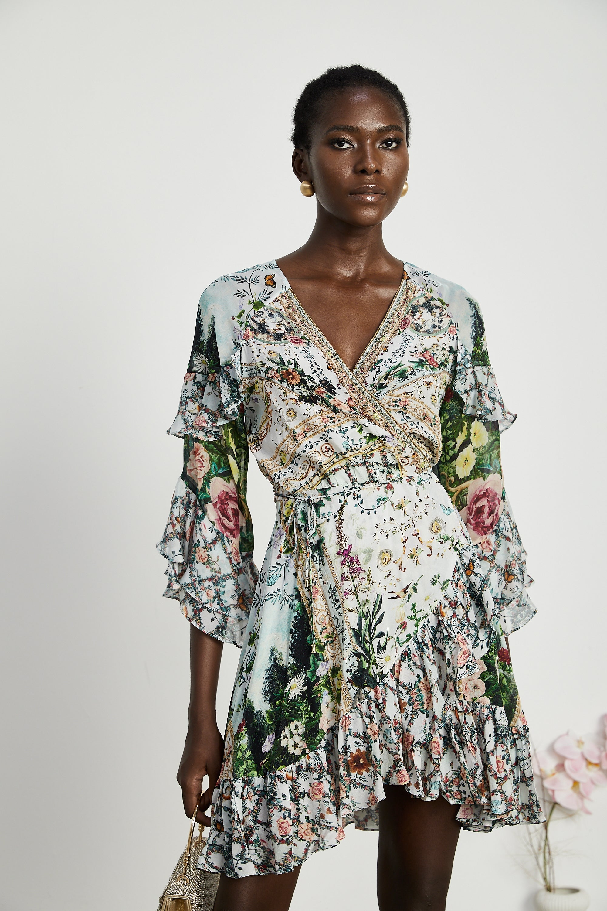 Kalena şal mini elbise