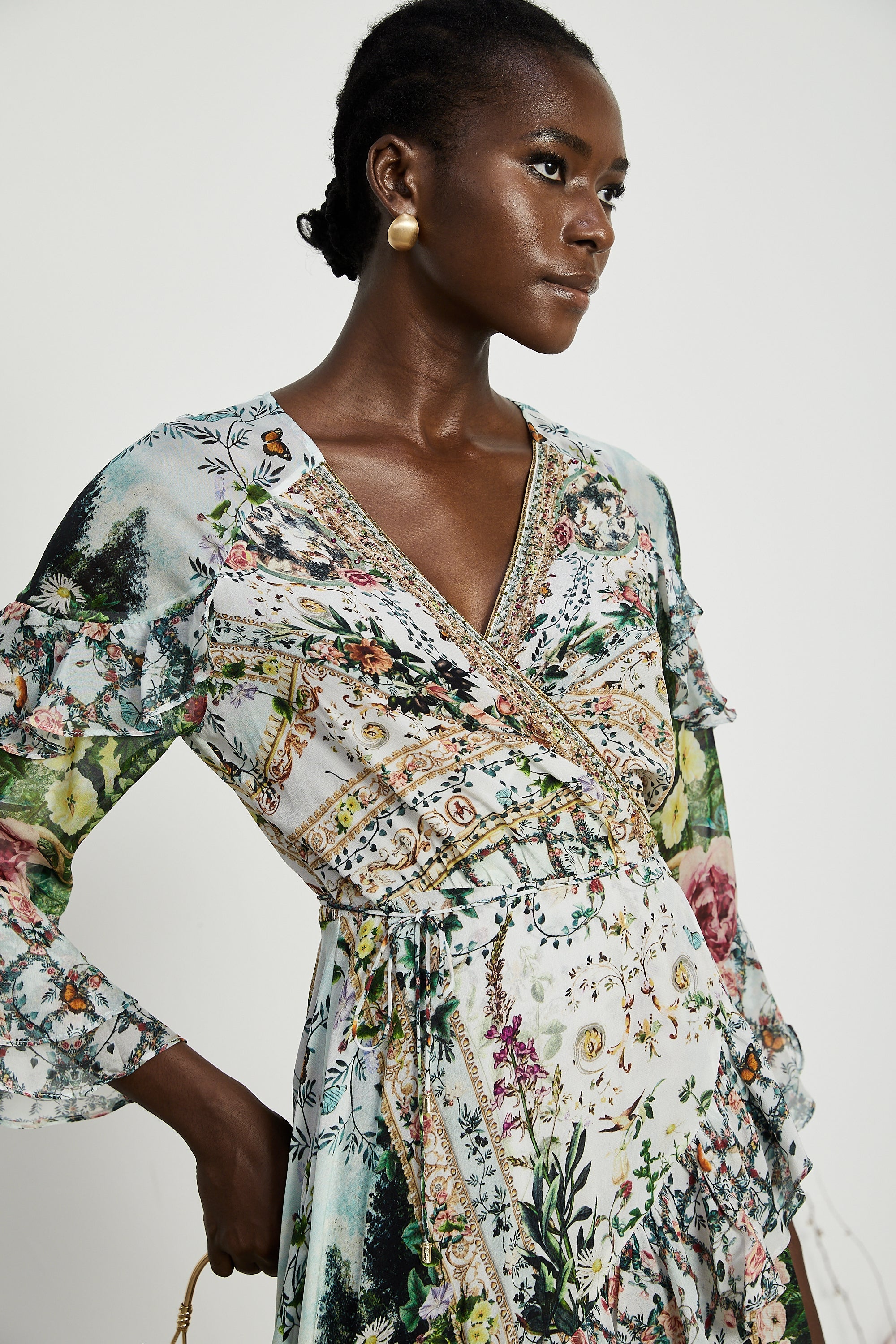 Kalena şal mini elbise