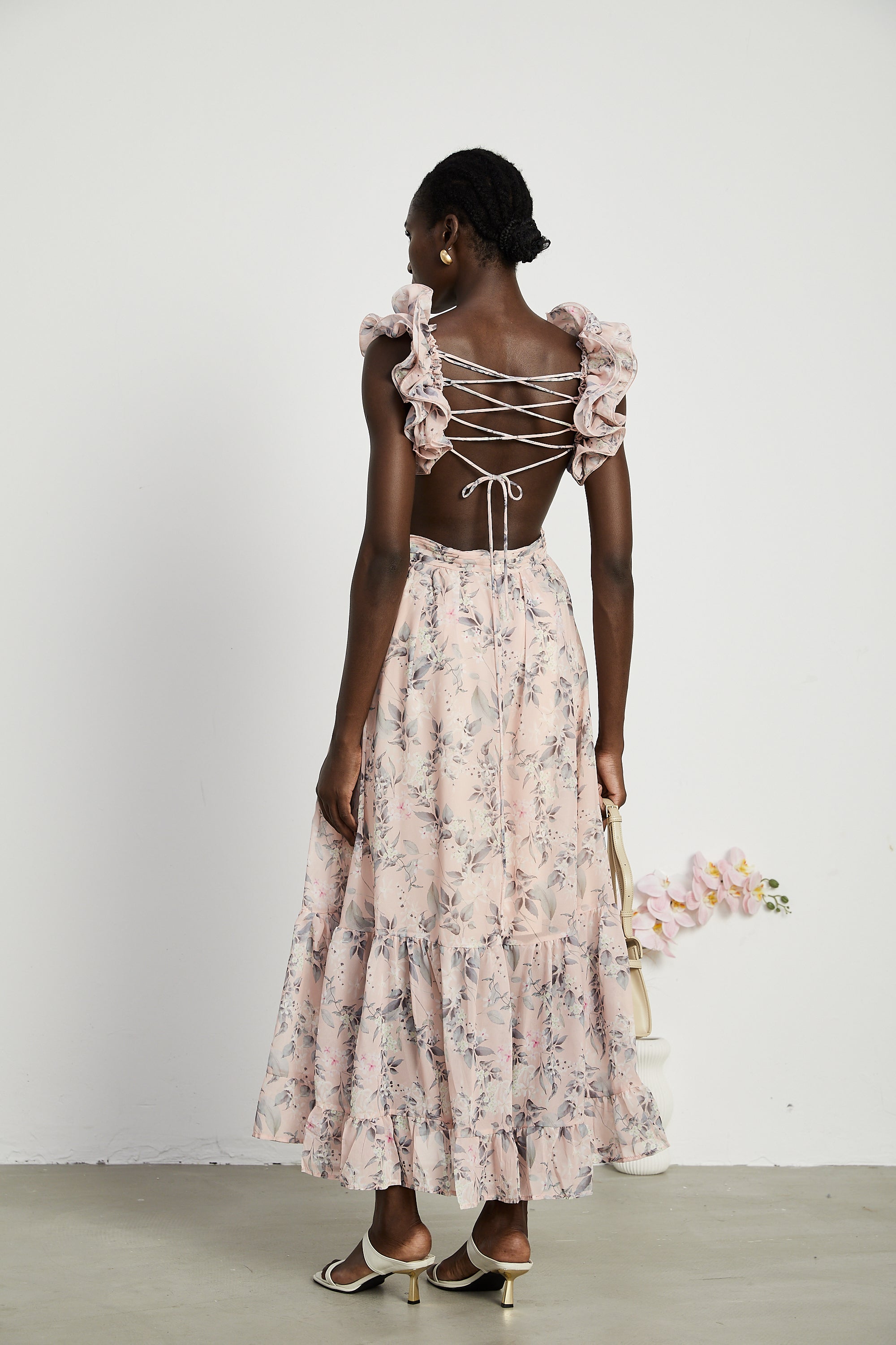 Véronique desenli maksi elbise