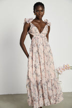 Véronique desenli maksi elbise