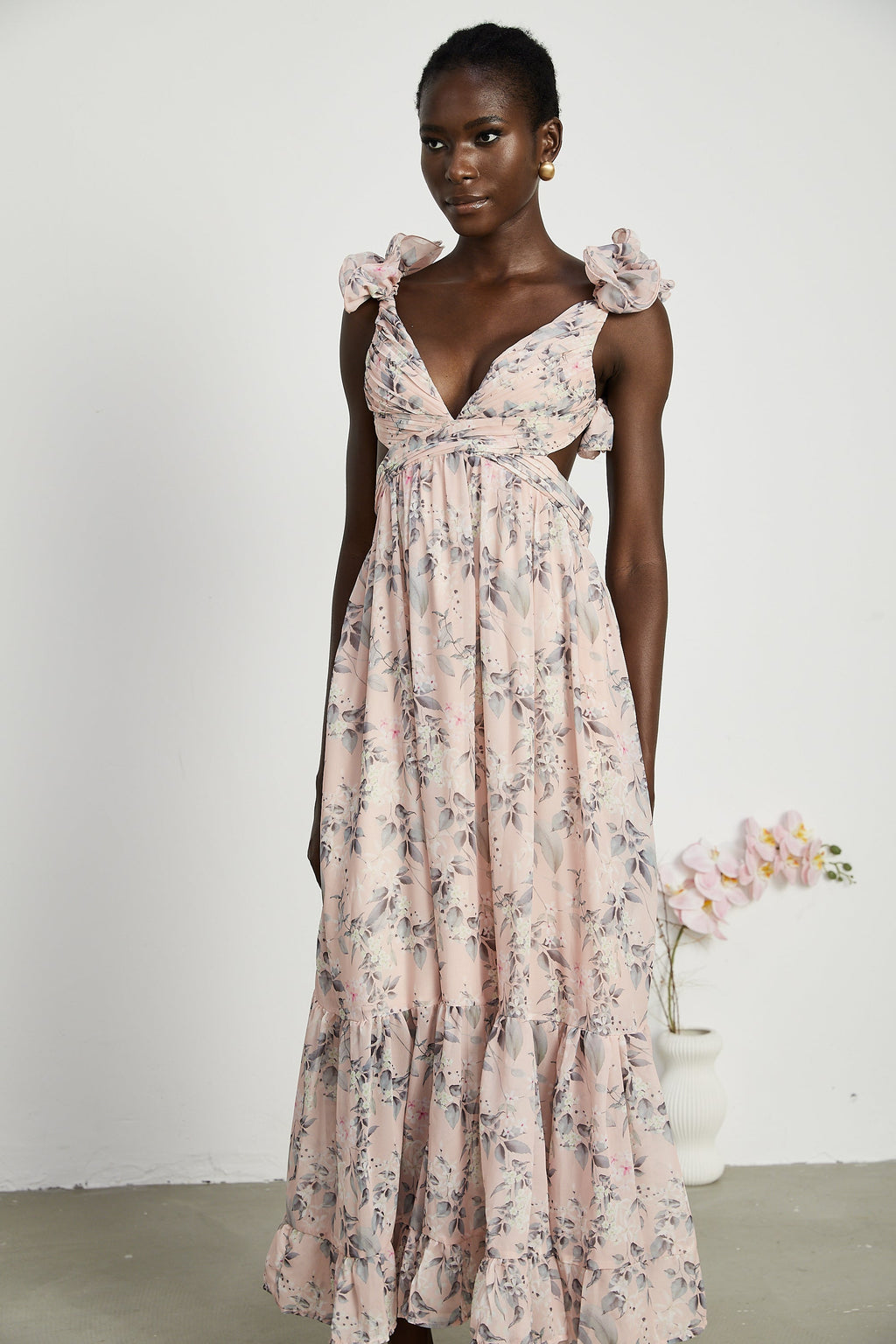 Véronique desenli maksi elbise