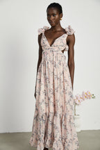 Véronique desenli maksi elbise