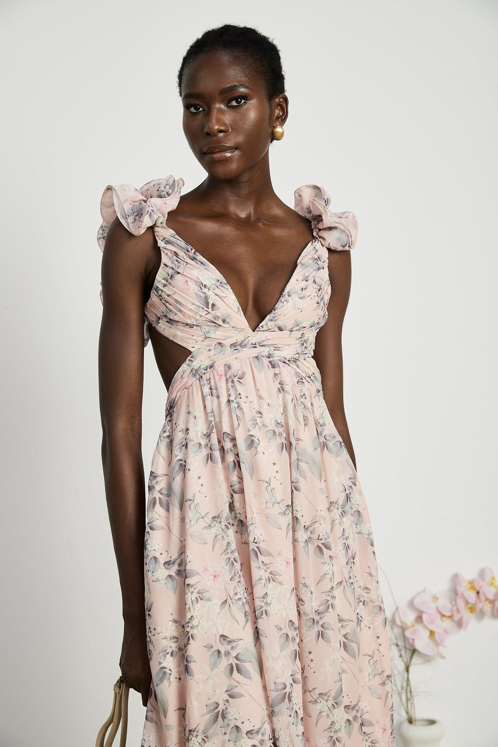 Véronique desenli maksi elbise