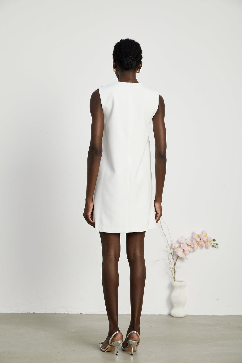 Marcella suni çiçekli mini elbise