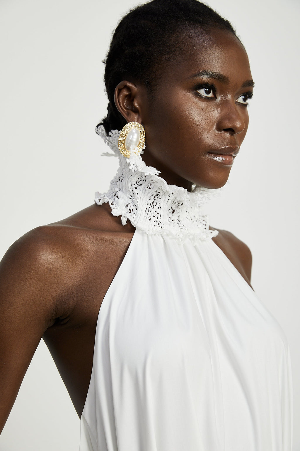 Neri dantel midi elbise