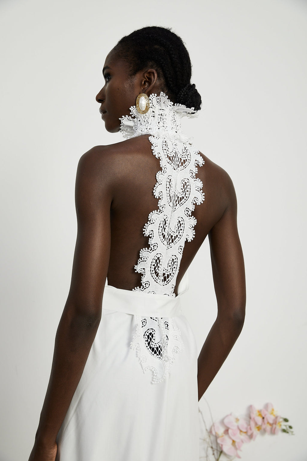 Neri dantel midi elbise