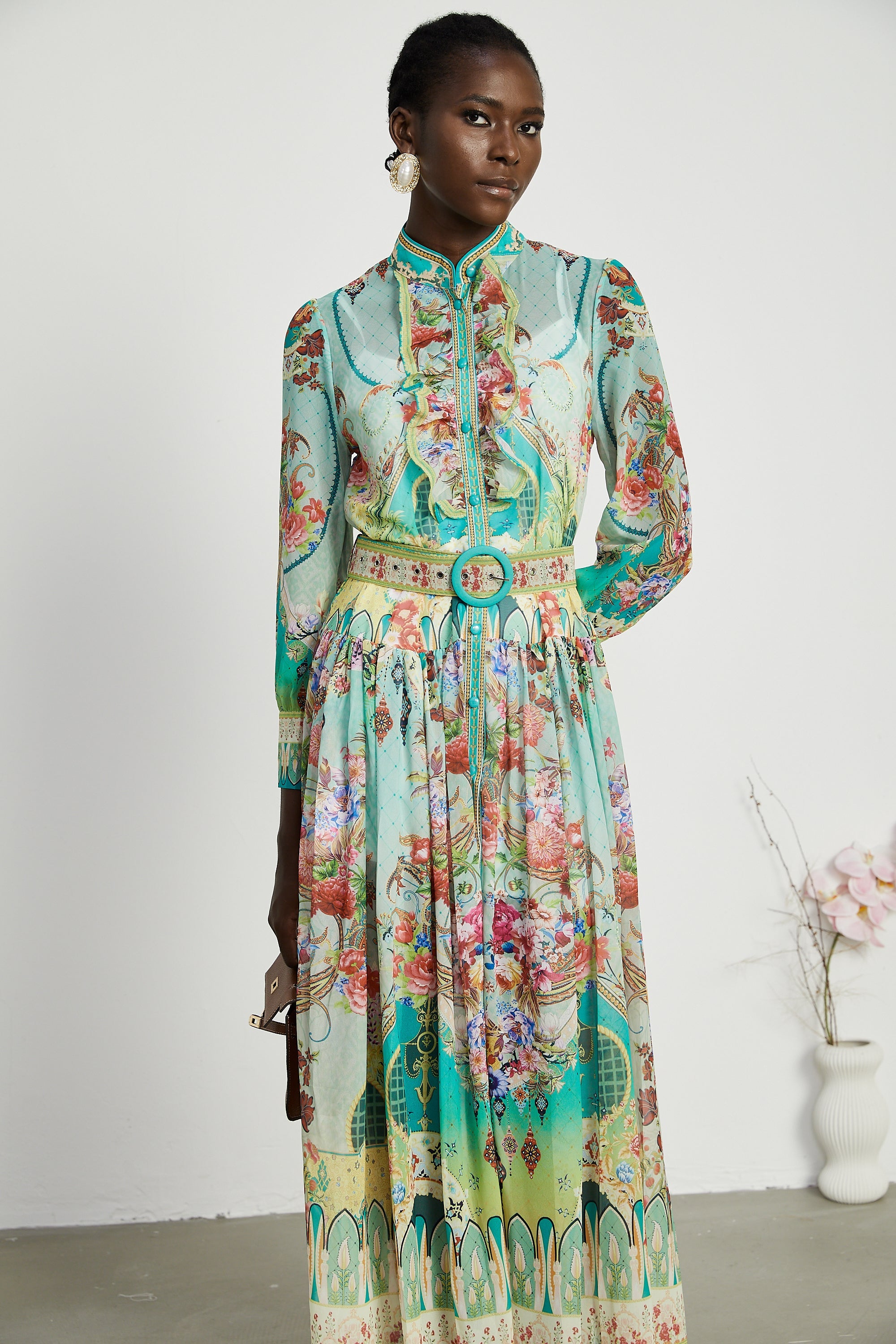 Juliette fırfır midi elbise