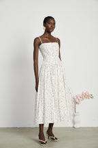 Raphaëlle pileli midi elbise