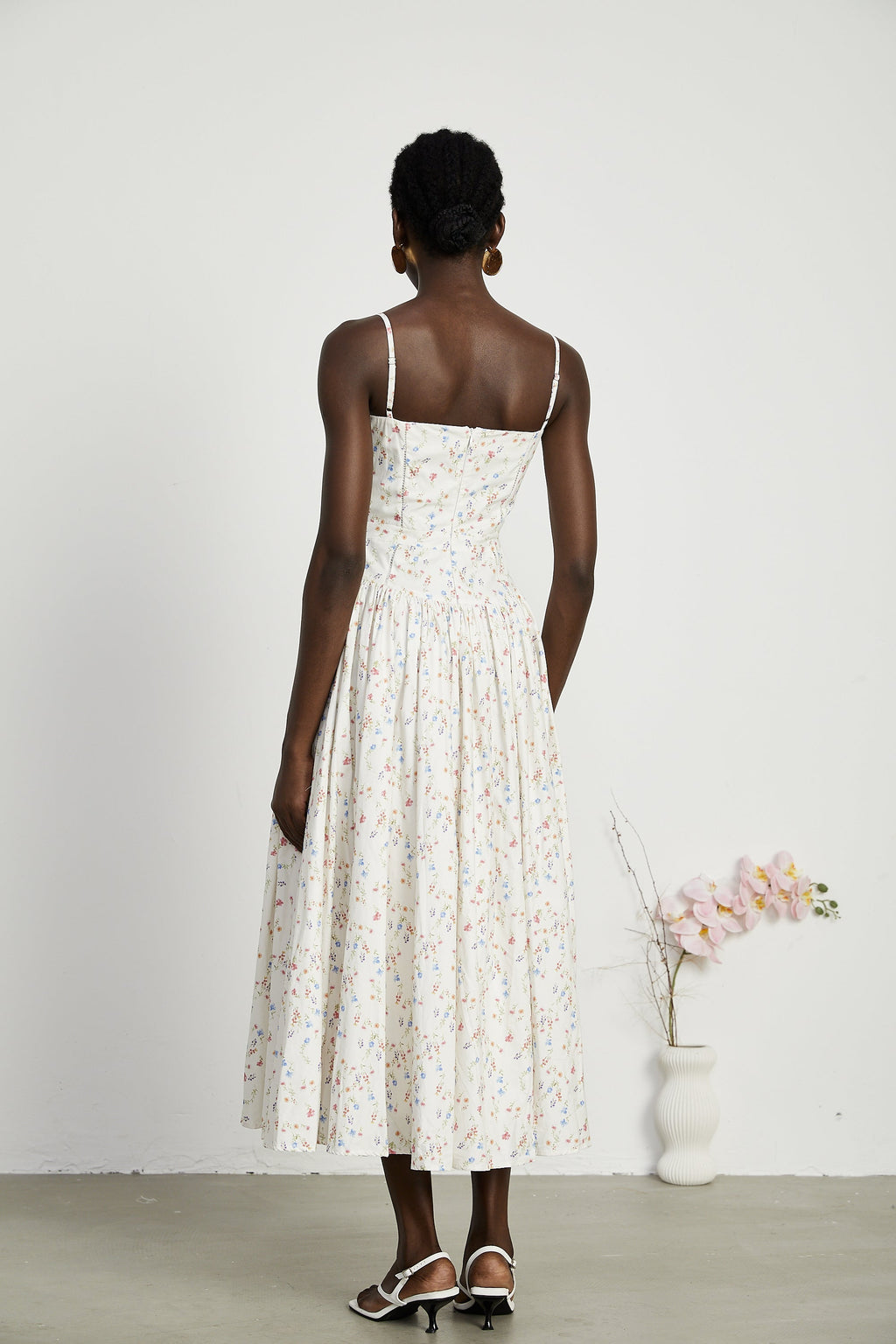 Raphaëlle pileli midi elbise