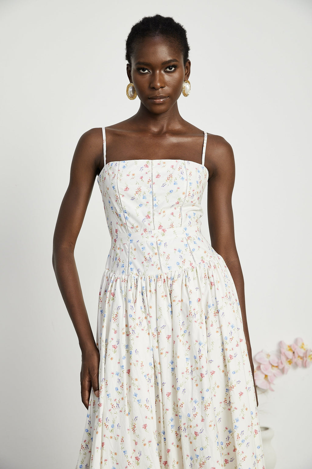 Raphaëlle pileli midi elbise