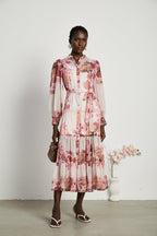 Sirena desenli midi elbise