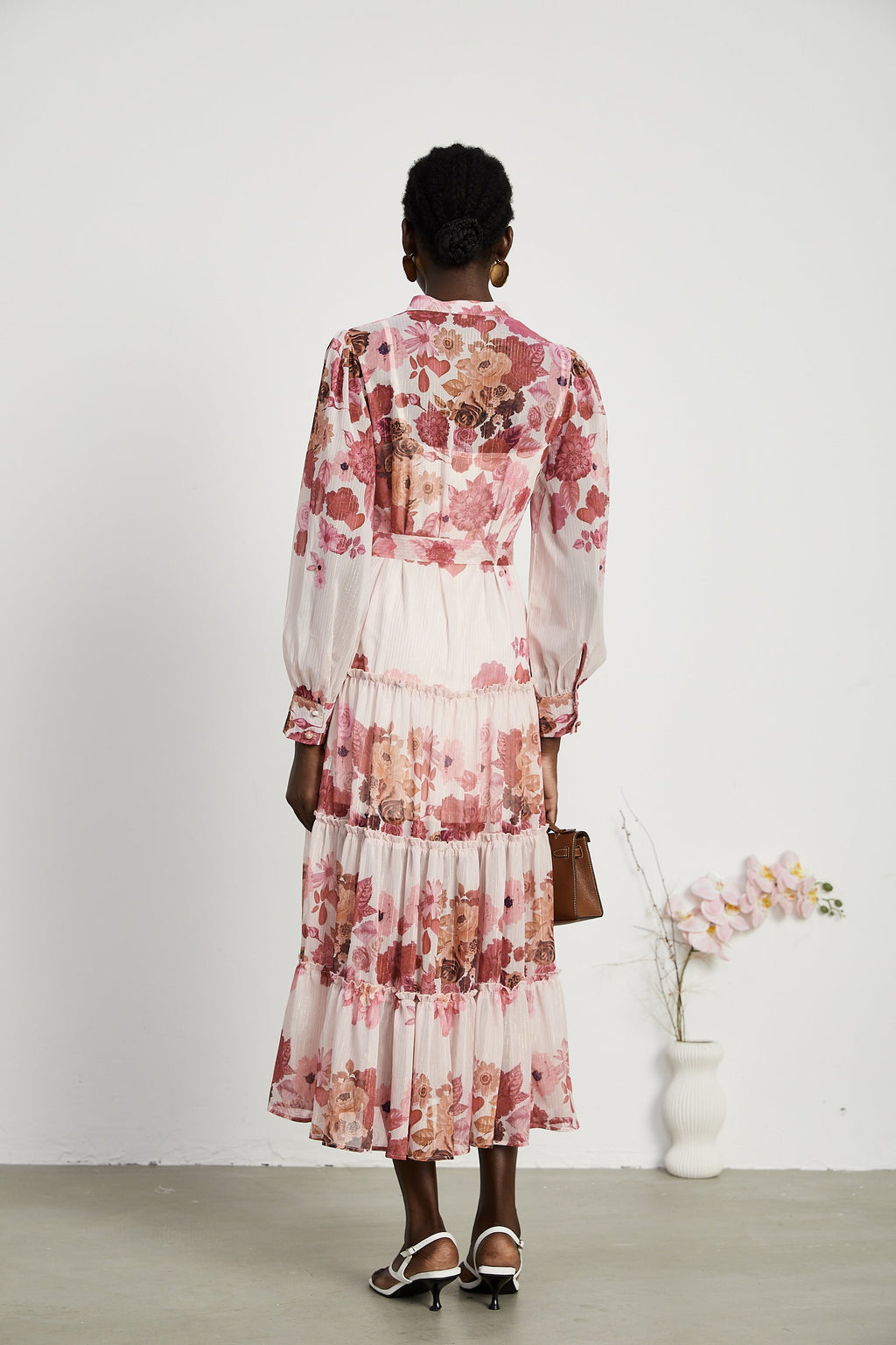 Sirena desenli midi elbise