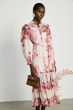 Sirena desenli midi elbise