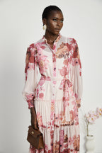 Sirena desenli midi elbise