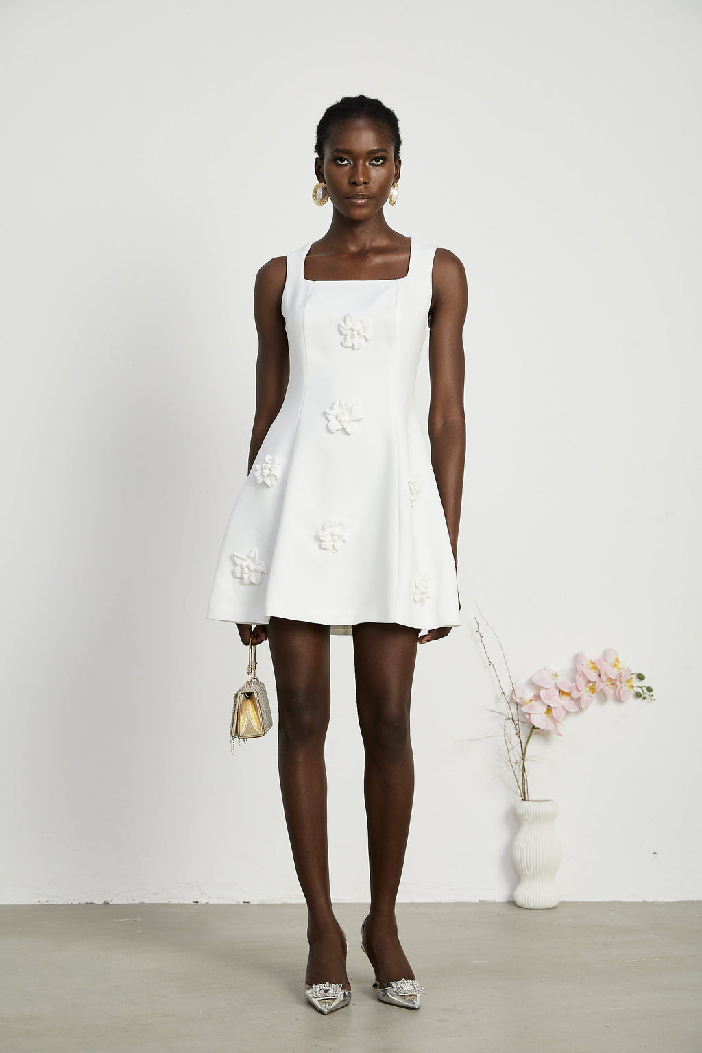 Moren çiçekli mini elbise