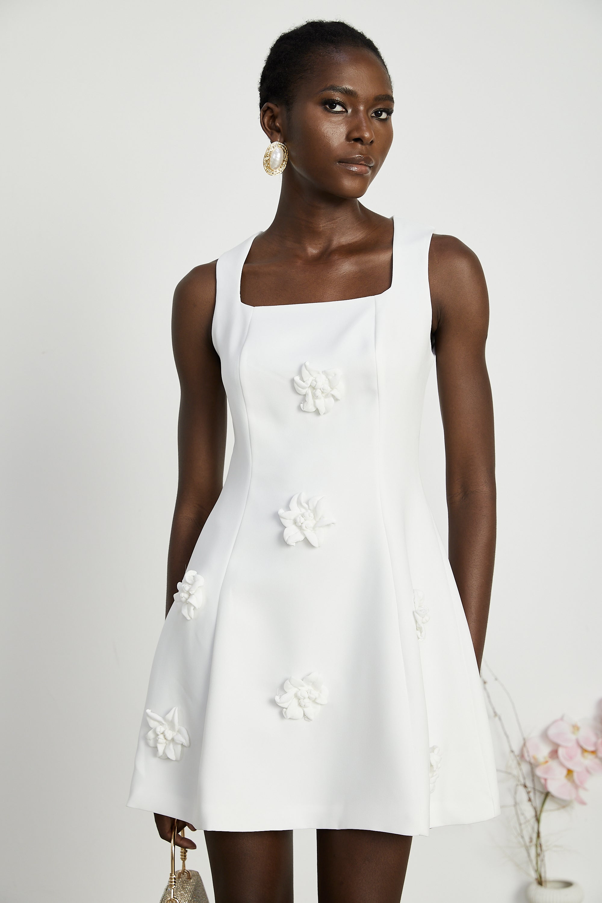 Moren çiçekli mini elbise