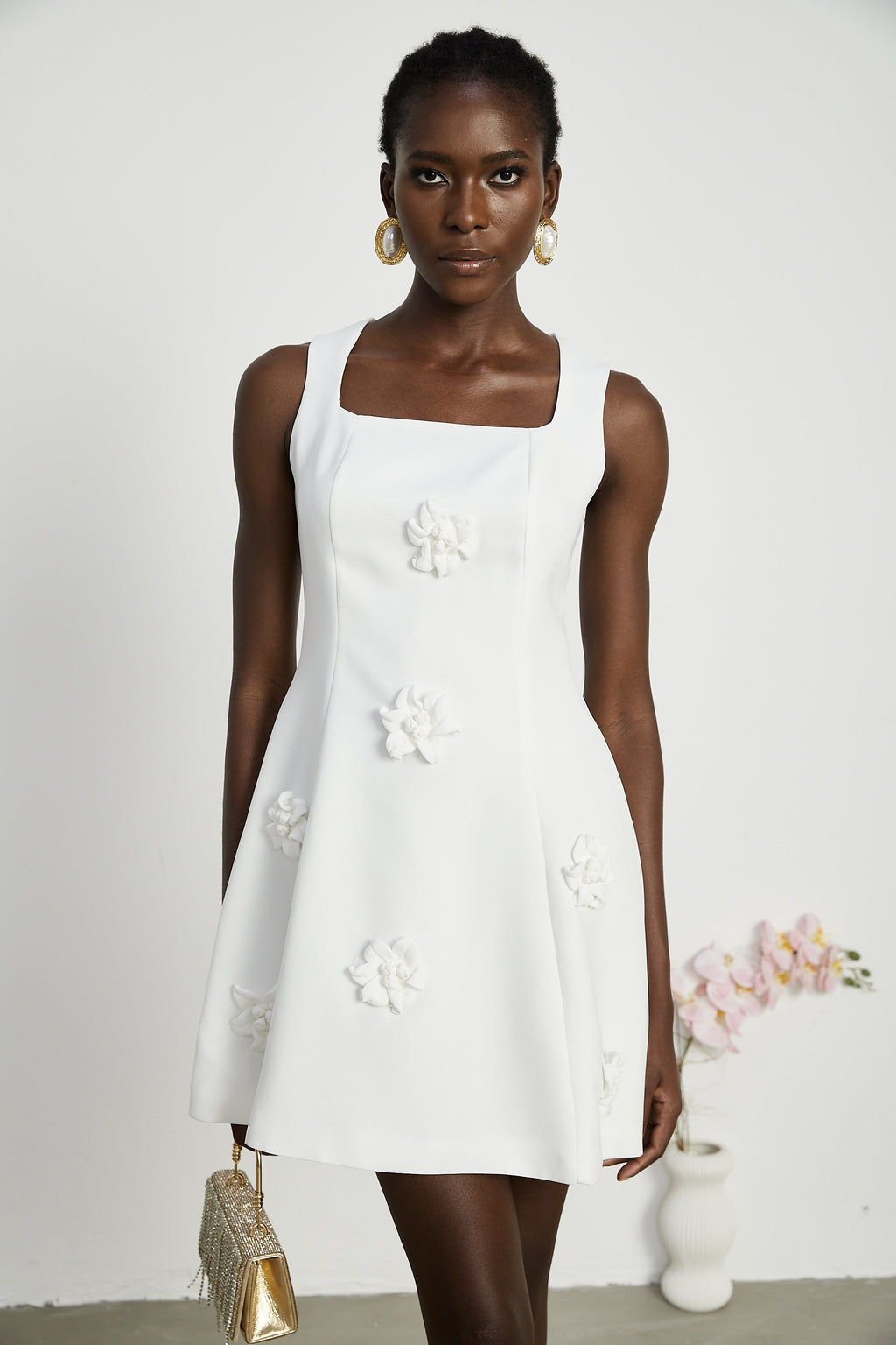 Moren çiçekli mini elbise