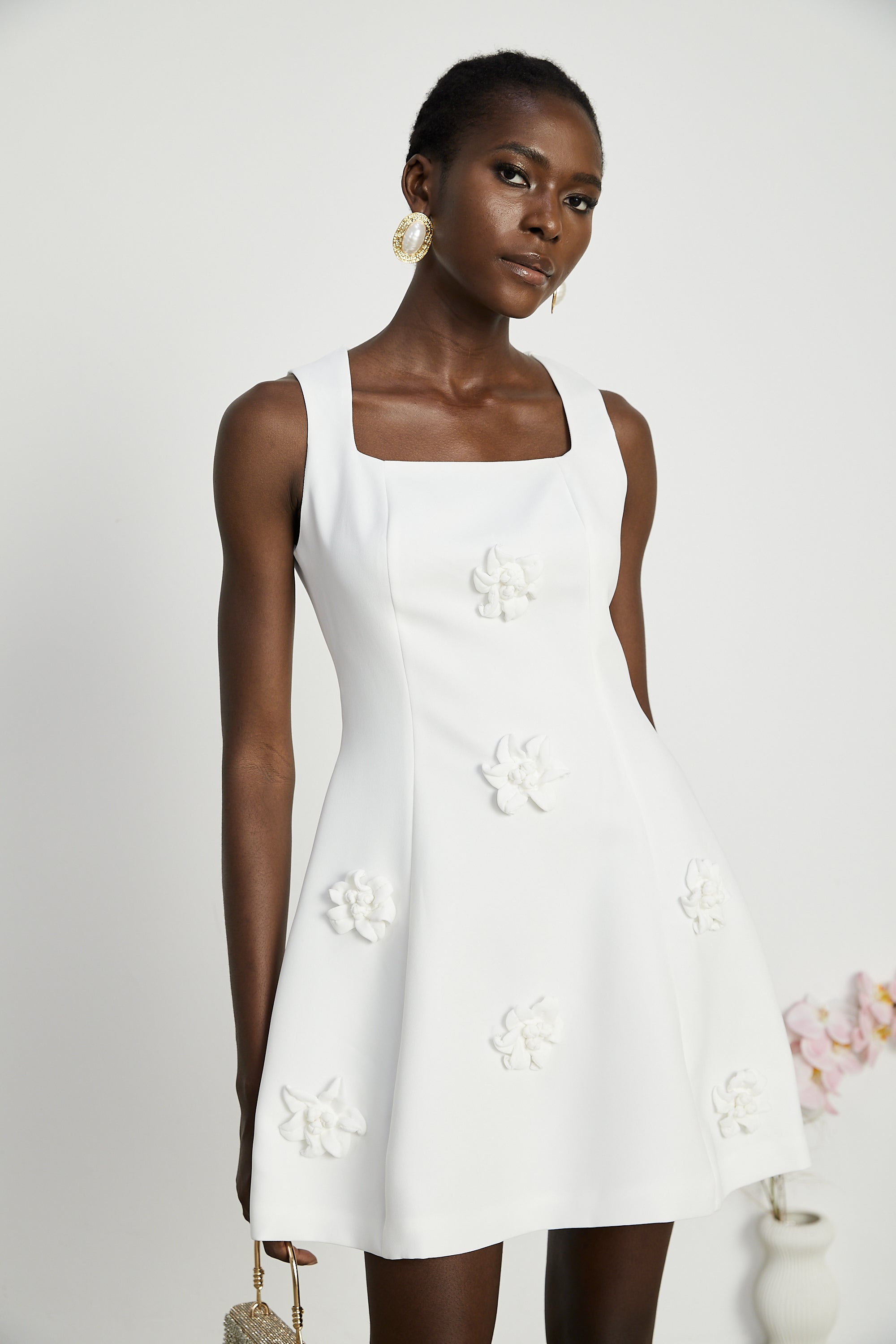 Moren çiçekli mini elbise