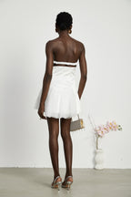 Fleur pile süsleme mini elbise