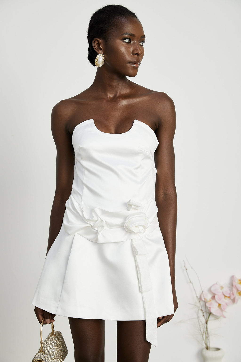 Fleur pile süsleme mini elbise