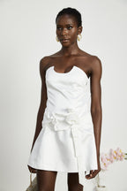 Fleur pile süsleme mini elbise