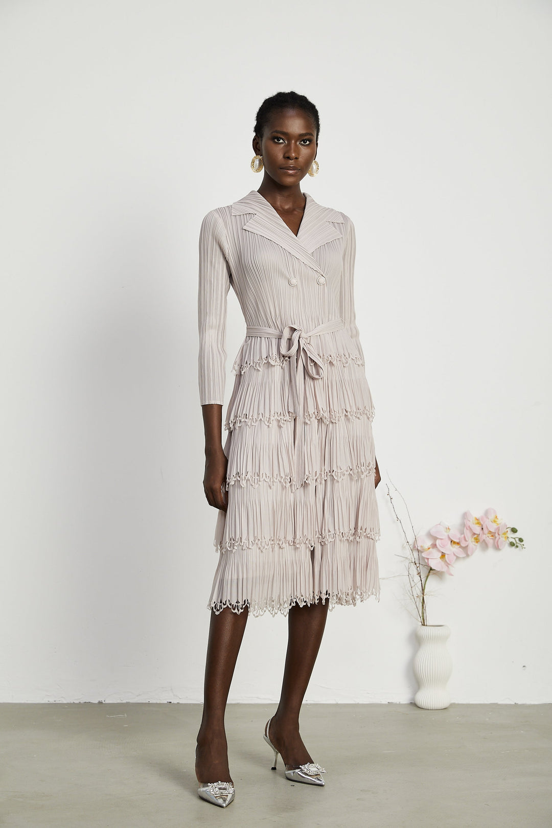 Marjolaine katman midi elbise
