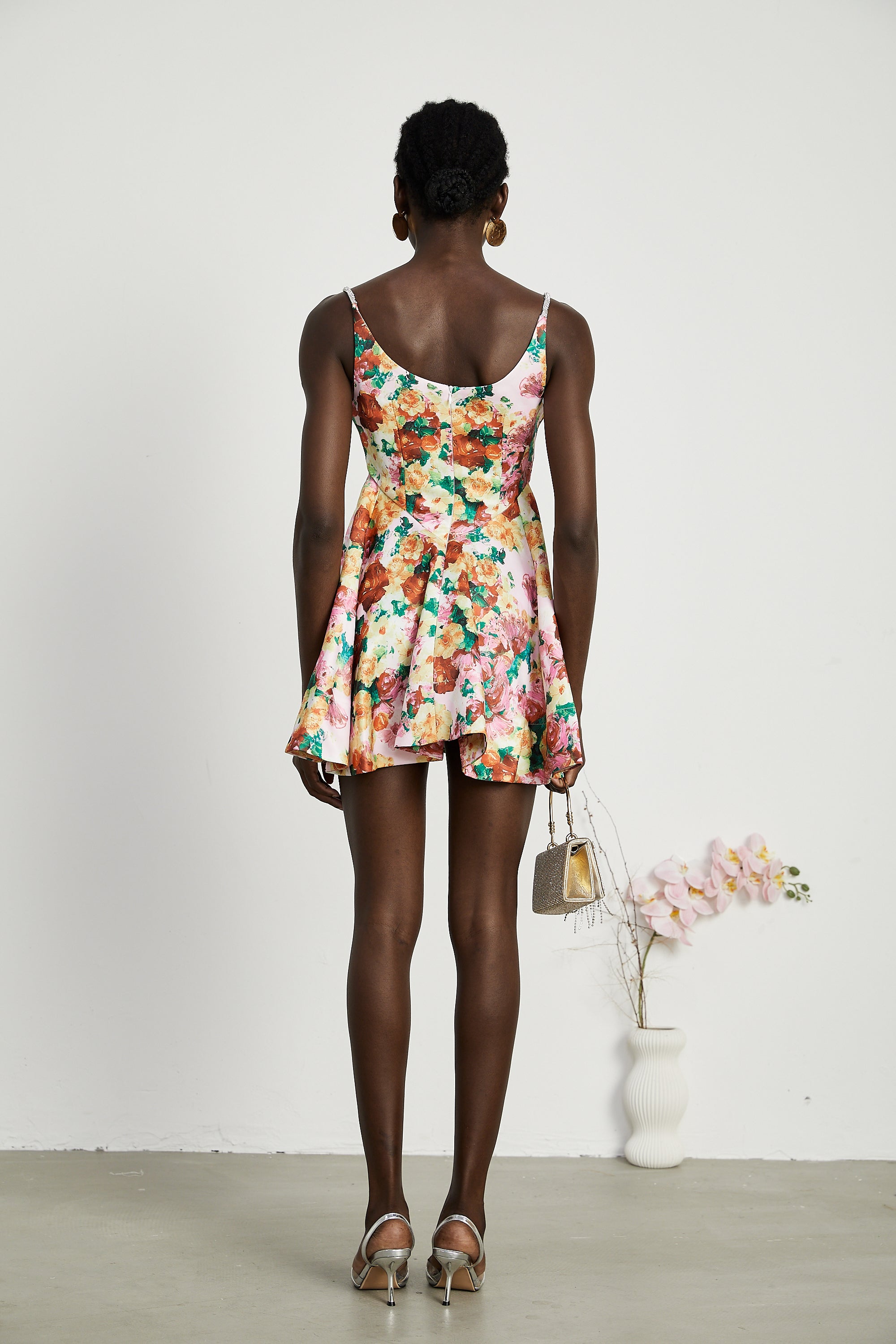 Louise çiçek mini elbise