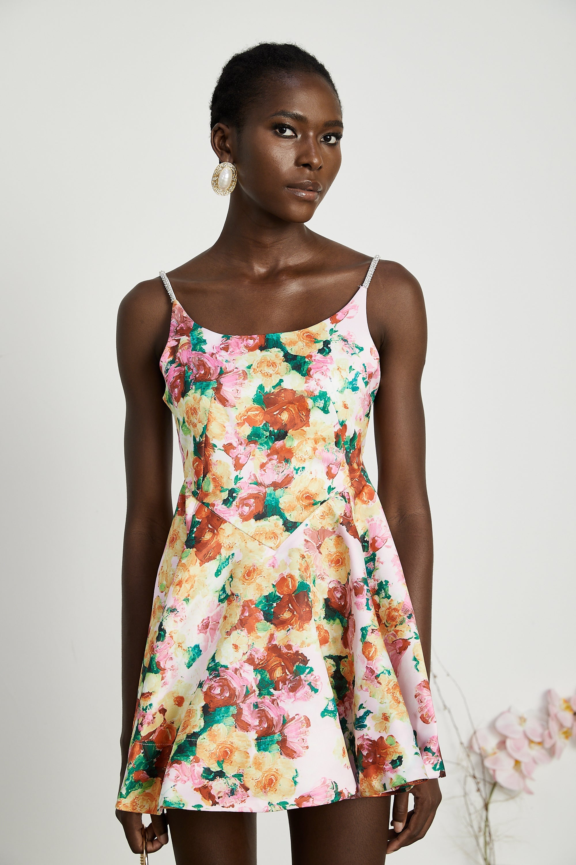 Louise çiçek mini elbise