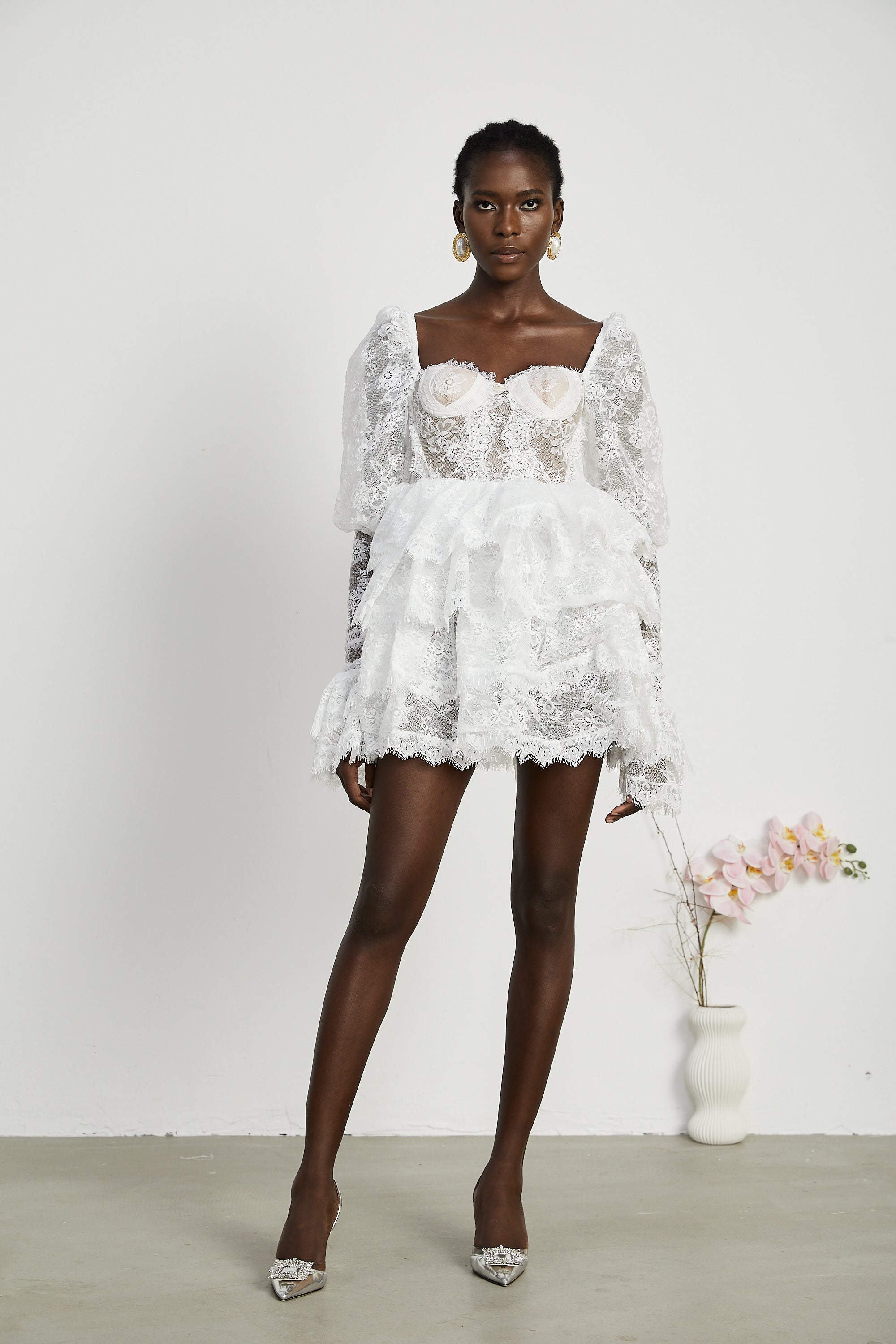 Nadine dantel mini elbise