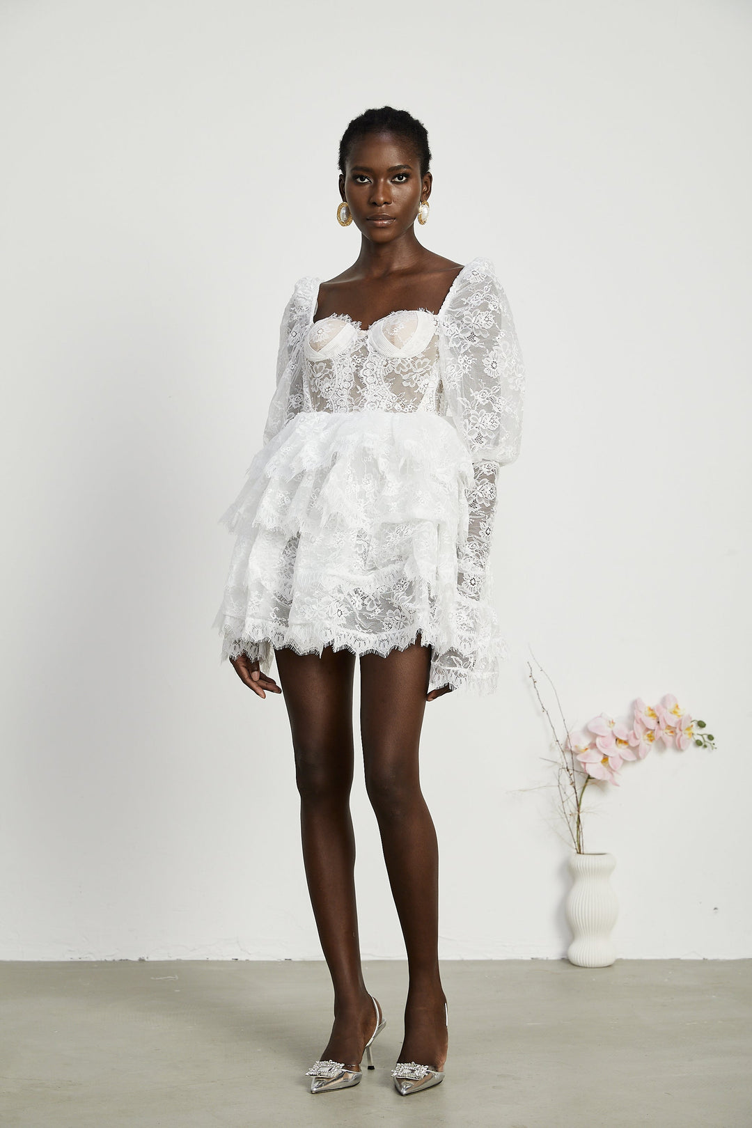 Nadine dantel mini elbise