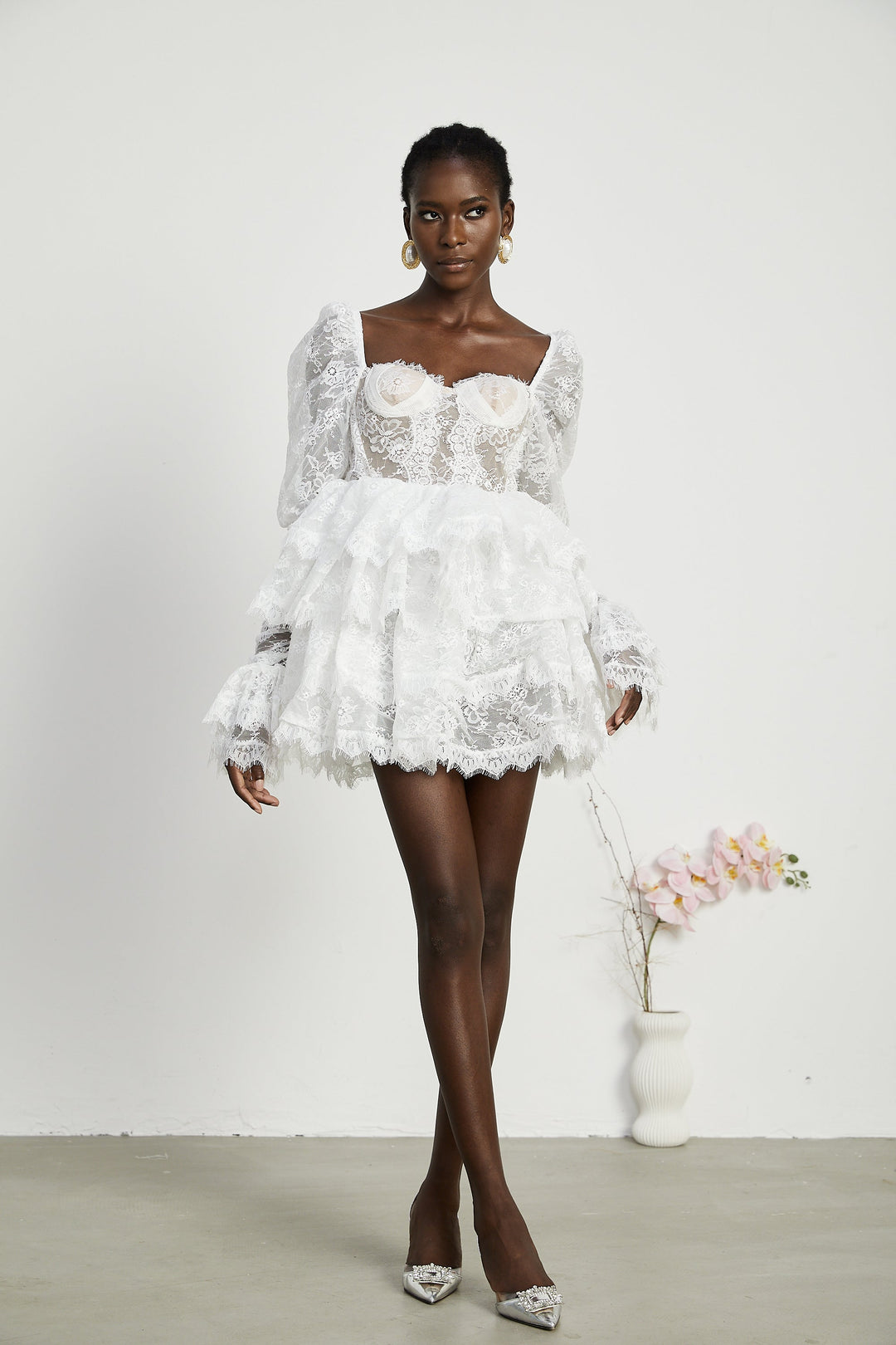 Nadine dantel mini elbise