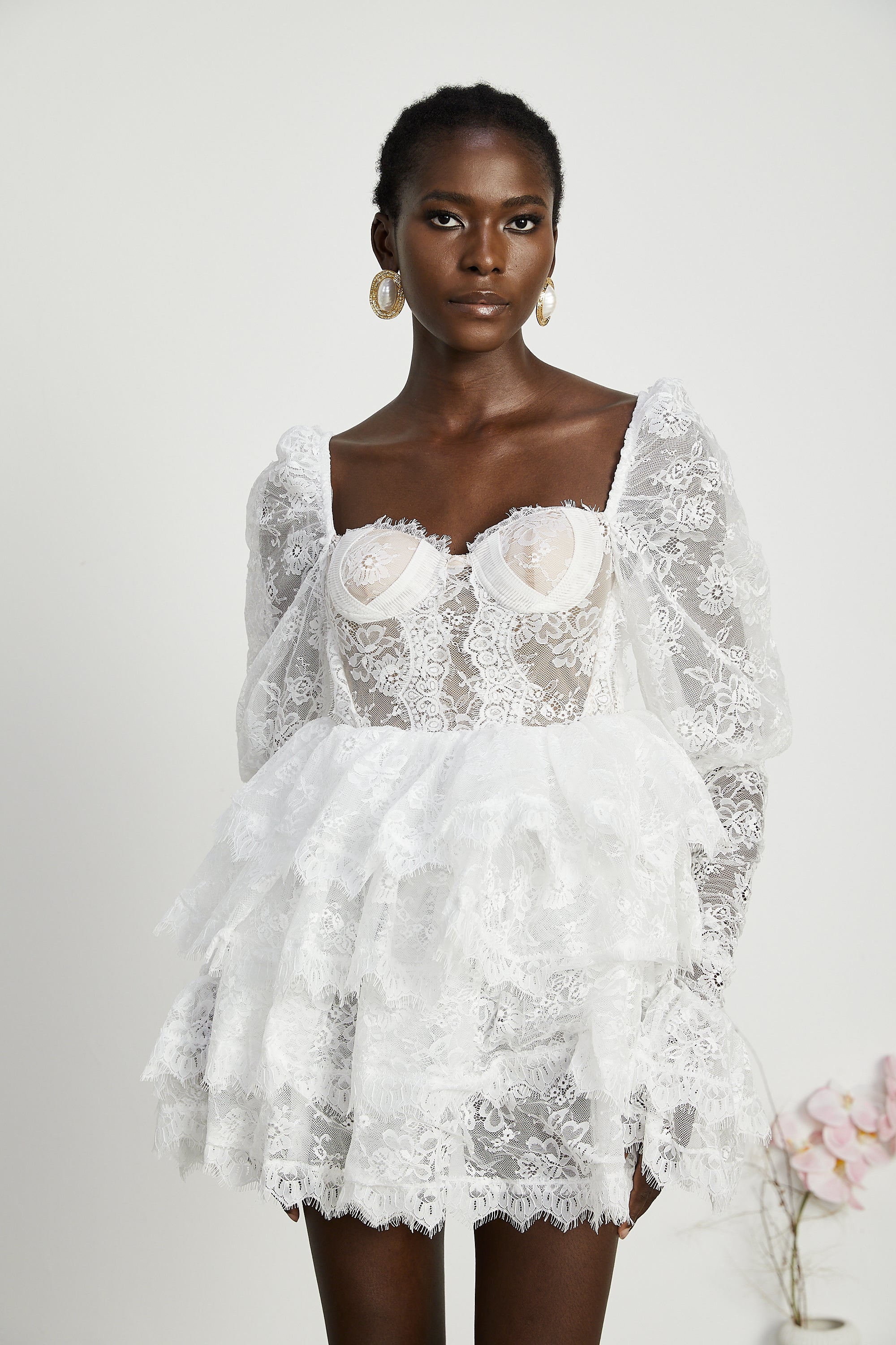 Nadine dantel mini elbise