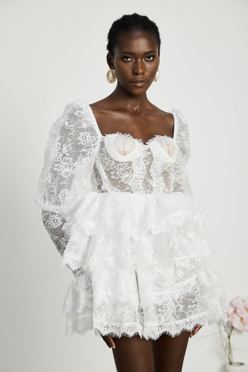 Nadine dantel mini elbise