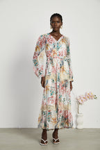 Zoë dantel desenli midi elbise