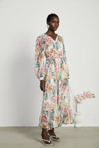 Zoë dantel desenli midi elbise