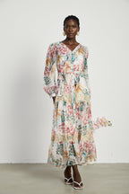 Zoë dantel desenli midi elbise