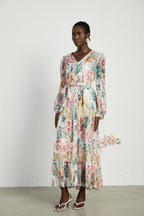 Zoë dantel desenli midi elbise