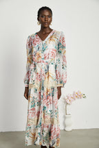 Zoë dantel desenli midi elbise